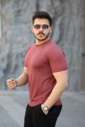 Erkek Viskon Kumaş Bisiklet Yaka Basic Tişört resmi